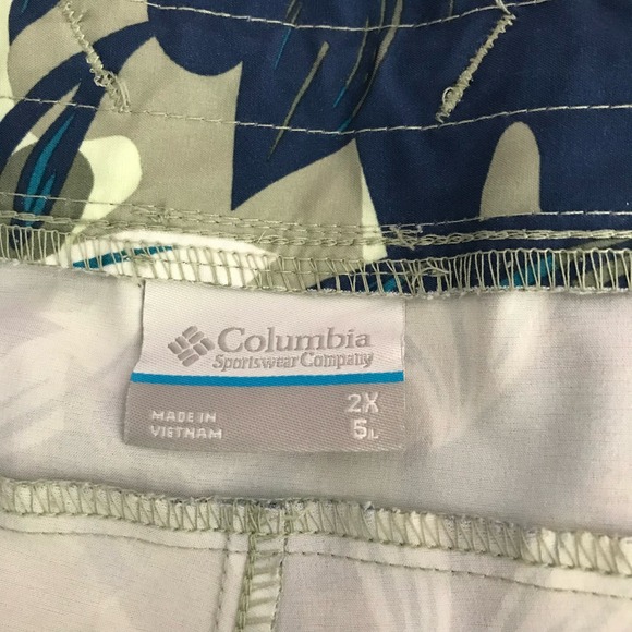 Columbia Women's Tidal II Short Blue Green Floral Leaf Print Stretch Size 2X - Picture 4 of 9